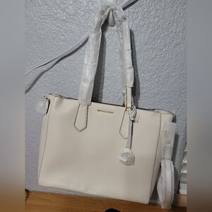 Michael Kors White Leather Tote Bag